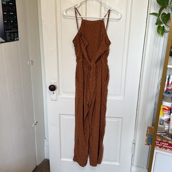Abercrombie and Fitch Carmel Brown Fawn Polka Dot Jumpsuit - Picture 6 of 7
